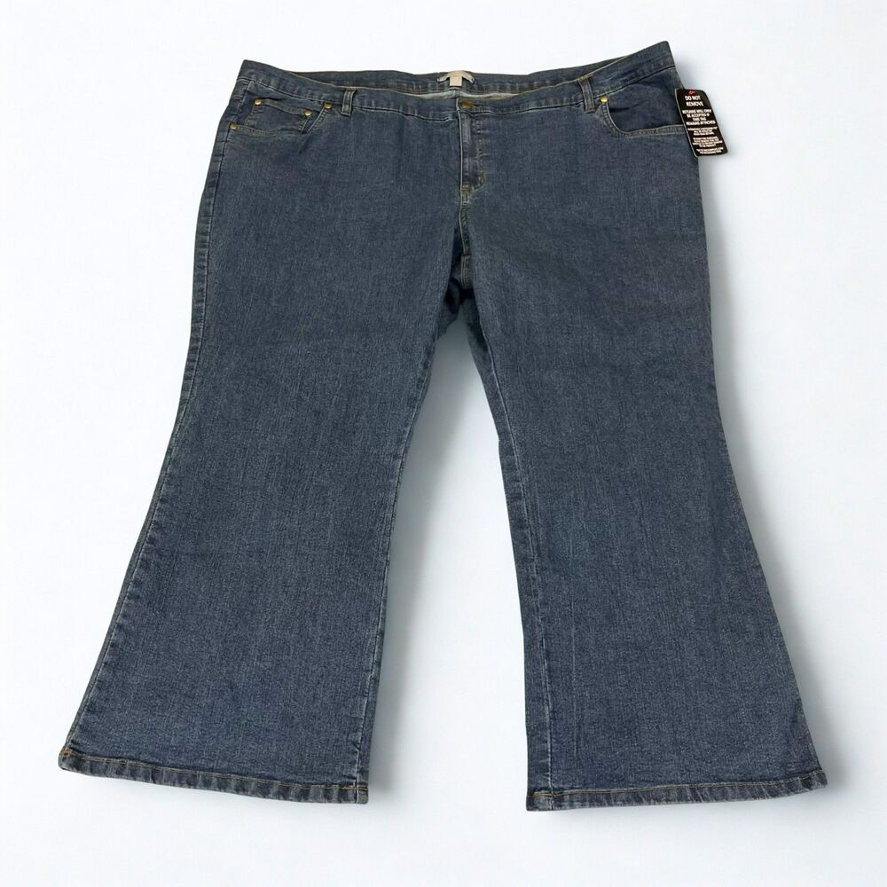 Woman Within Jeans Womens 28W Petite Plus Bootcut Stretch Dark Wash Denim NWT